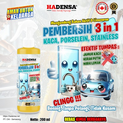 Pembersih 3 in 1 Kaca, Porselein & Stainless – Bening Tanpa Pelangi, Anti Kusam