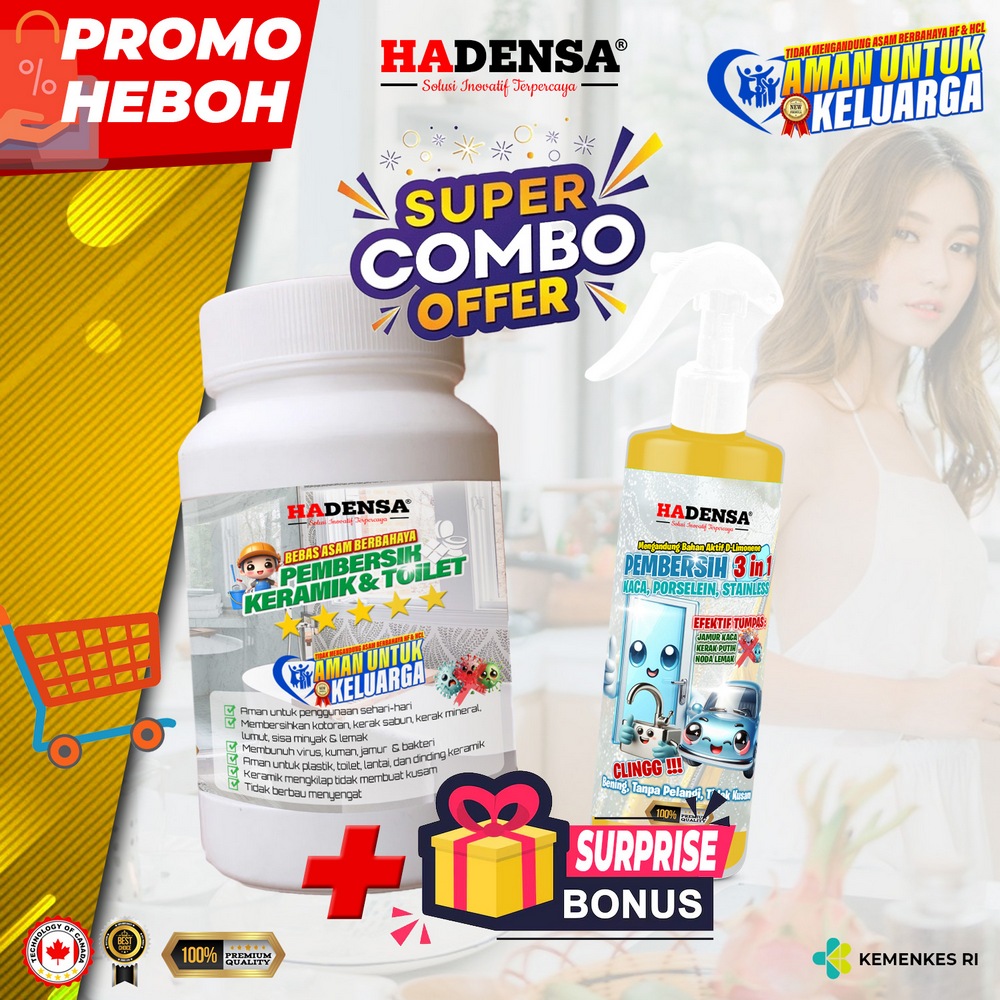 Combo#2 - Pembersih Keramik + Pembersih 3 in 1 (Kaca, Aluminium, Stainless) Hadensa